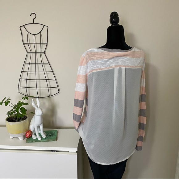 Sheer back striped sweater. - Picture 4 of 6